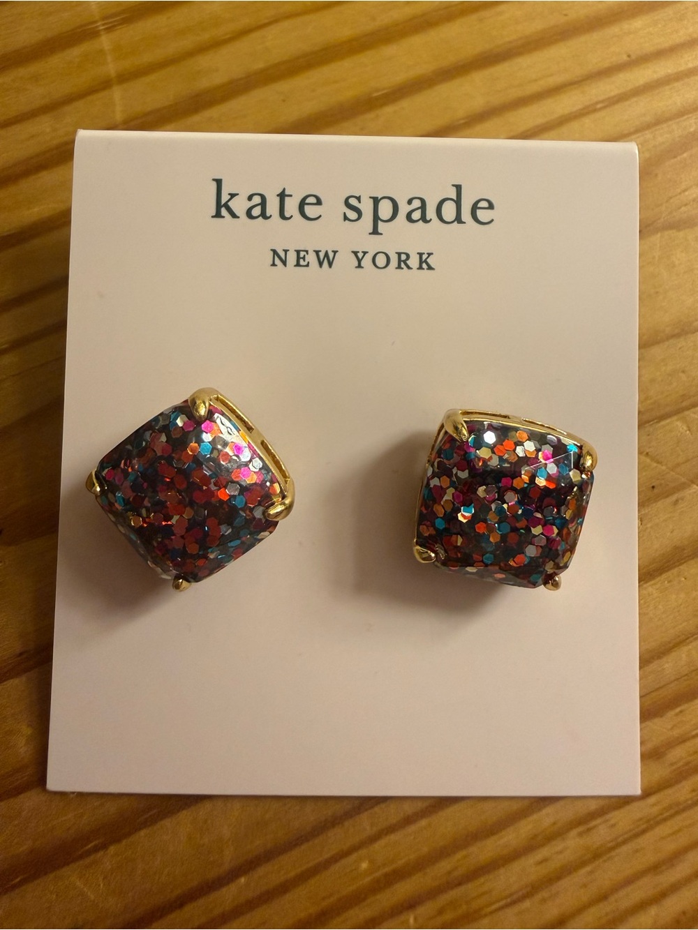 kate spade Multicolor Glitter Square Stud Earrings